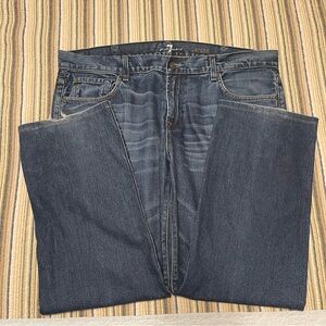 7 For All Mankind Men’s 40x30 Carsen Dark Blue Relaxed Fit Straight Leg Jeans
